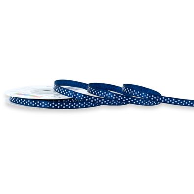 Satinband mit Punkten 6mm x 25m Rolle Dunkelblau