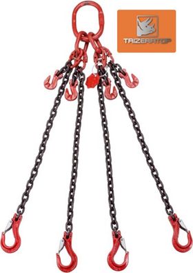 Kettengehänge 4 Strang 10mm Kette mit Gabelkopfhaken Tragkraft 6700 kg 4,0 m mit Kett