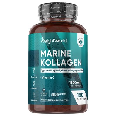 Kollagen Tabletten mit Vitamin C -1800mg Kollagen-hydrolysat pro Portion- WeightWorld