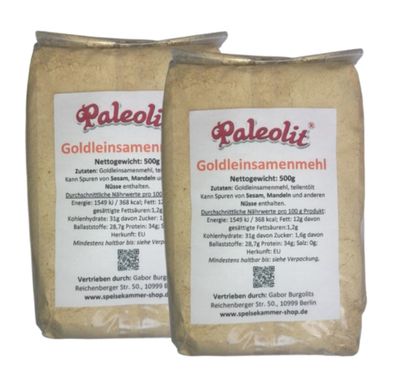 2x500g Goldleinsamenmehl Goldleinmehl Leinsamenmehl GOLD Glutenfrei Teilentölt