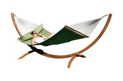 MacaMex Siesta Grande Deluxe California Smaragdgrün Hängematt mit Gestell Lärch
