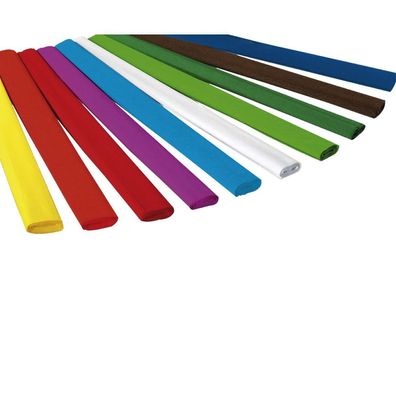 Krepppapier, 10 Rollen in 10 Farben sort. 50 x 250 cm