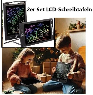 NEU 2er Set LCD Schreibtafeln 21,5 cm Stift anthrazit für kreative Kinder Auto