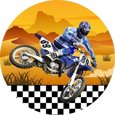 Motocross Essbar Motor Motorrad Zuckermasse Tortenbild Tortenaufleger + 4 Muffin m07