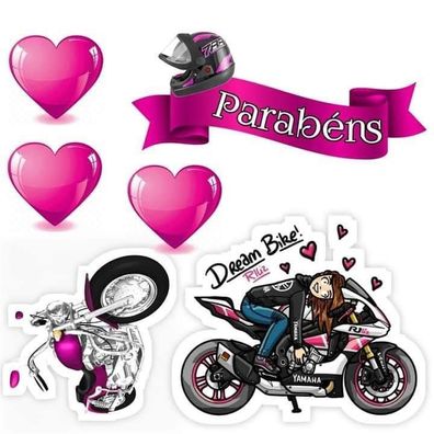 Motor Essbar Biker Girl Tortenaufleger Torte Geburstag Zuckermasse + NAME m09