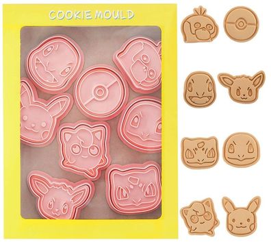 Ausstechformen 3D Pokémon Plätzchenausstecher Keksausstecher (8-teilig, Kunststoff)