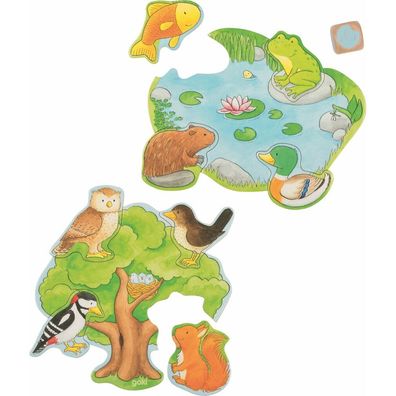 GOKI Puzzlespiel mit Würfeln Wer wohnt wo?