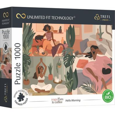 TREFL Puzzle UFT Yoga, Katzen & Kaffee: Guten Morgen 1000 Teile