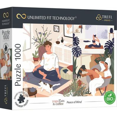 TREFL Puzzle UFT Yoga, Cats & Coffee: Seelenfrieden 1000 Teile