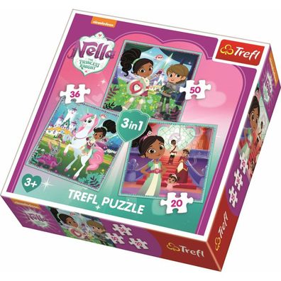 TREFL Puzzle Nella, Prinzessin der Ritter und ihre Welt 3in1 (20,36,50 Teile)