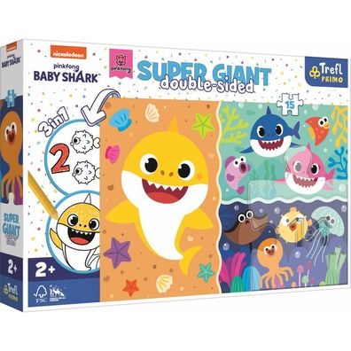 TREFL Doppelseitiges Puzzle Baby Hai SUPER GIANT 15 Teile