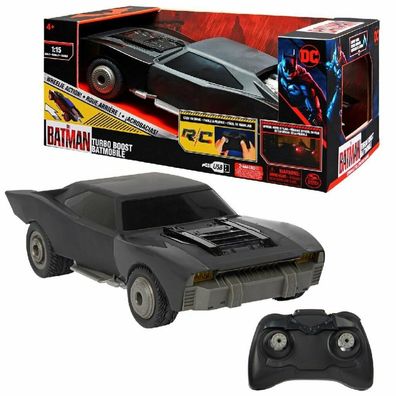 The Batman" Turbo Boost Batmobile mit Wheelie-Funktion (schwarz, 1:15)