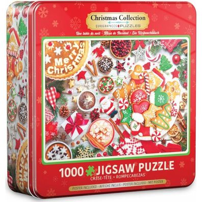 Eurographics Puzzle in Blechdose Weihnachtstisch 1000 Teile
