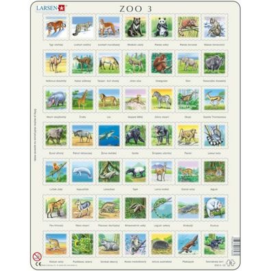 LARSEN Puzzle Tiere der Welt (ZOO 3) 49 Teile