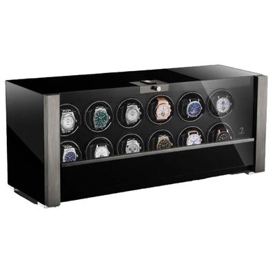 Modalo - 3912114S - Uhrenbeweger für 12 Uhren - Victory Schwarz/Silber