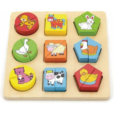 Viga Toys - Farm Puzzle With Geometric Shapes