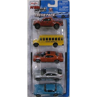 Maisto Toys - Fresh Metal 5-er Set Modellautos, 7,5cm (6-fach sortiert) - Modellauto