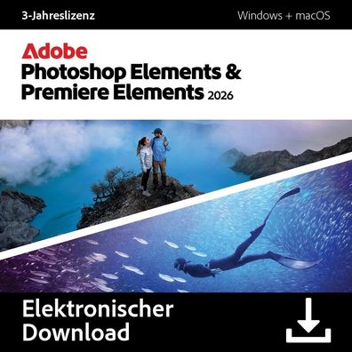 Adobe Photoshop + Premiere Elements 2026 / 1 Gerät / 3 Jahre / KEY (ESD)