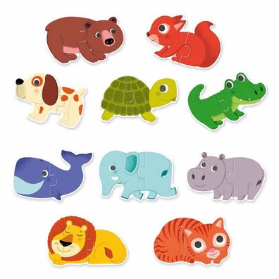 DJECO Puzzle Tiere 10x2 Stück