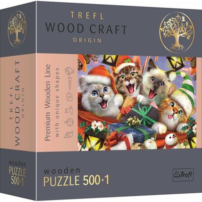 TREFL Wood Craft Origin Puzzle Weihnachtskatzen 501 Teile