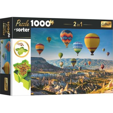 TREFL Puzzle mit Sortierer 2in1 Ballons über Kappadokien 1000 Teile
