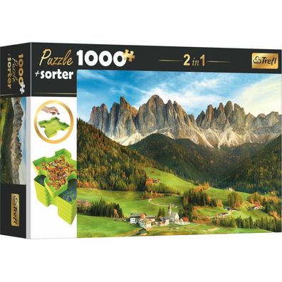 TREFL Puzzle mit Sortierer 2in1 Dolomiten, Italien 1000 Teile