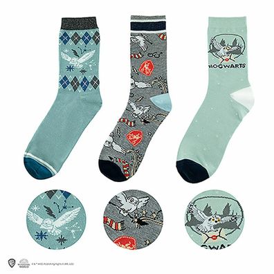 Harry Potter Hedwing Socken Set 3 Stück Größen 35-45