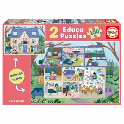 Au&#223; n Innen Haus puzzle 2x100pcs