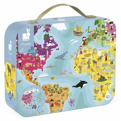 JANOD Rundes Puzzle in einem Koffer Earthballs 208 Teile