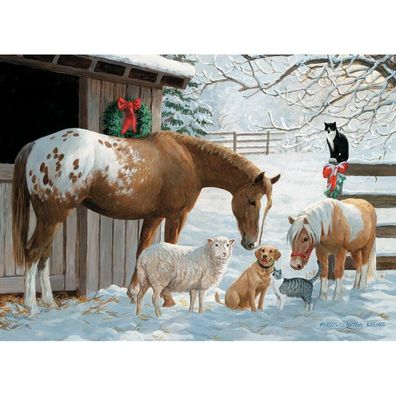 COBBLE HILL Familienpuzzle Im Winter vor der Scheune 350 Teile