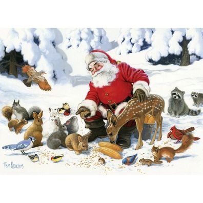 COBBLE HILL Familienpuzzle Weihnachtsmann mit Tierfreunden 350 Teile