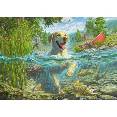 Mark Fredrickson: Hundeliebe Gelber Labrador Auf Fischjagd 1000 Teile