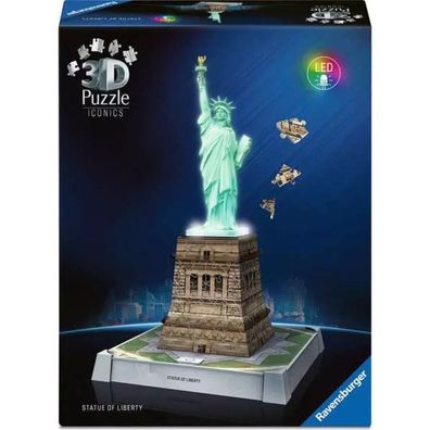 3D Puzzle Iconics: Freiheitsstatue - Mit Licht (108 Teile)
