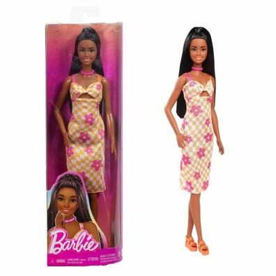 Barbie Fashionista Puppe Im Pink-Orangenen Karokleid