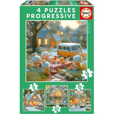 EDUCA Puzzle Rabbit City 4 in 1 (12,16,20,25 Stück)