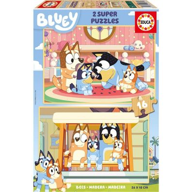 EDUCA Holzpuzzle Bluey 2x16 Puppen