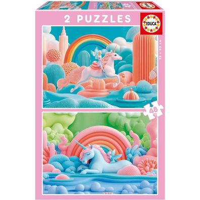 EDUCA Puzzle Magische Einhörner 2x48 dlks
