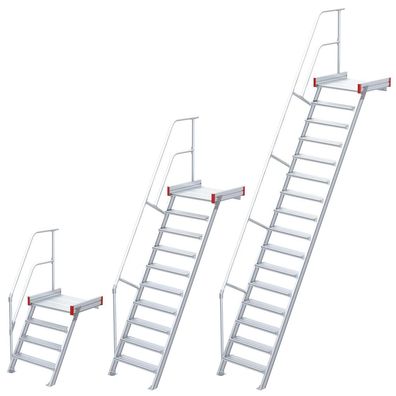 Euroline 511 Podesttreppe 60EUR 800mm Stufenbreite 16 Stufen Stahl Gitterrost