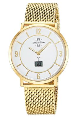 Master Time Herren-Funkuhr Advanced Mesh-Band Goldfarben MTGA-10948-12M