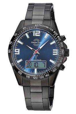 Master Time Herren-Armbanduhr Funk Sporty Big Date Schwarz/Blau MTGA-10952-32M