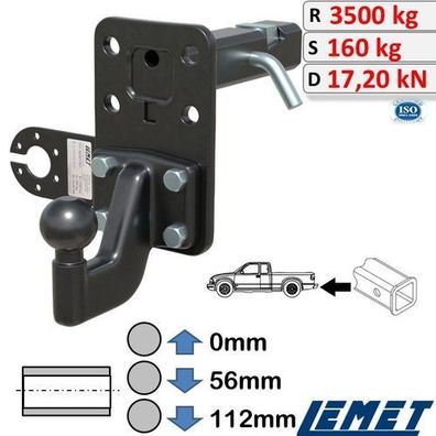 Anhängerkupplung 2-Zoll AHK-Adapter mit Spannkeil für Toyota Land Cruiser V 07