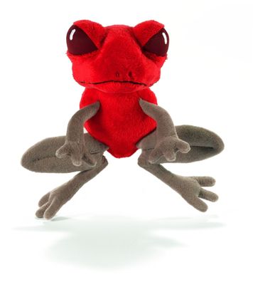 Plüsch Frosch rot / grau, ca. 13 cm hoch