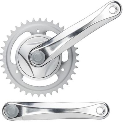 Kurbelsatz 38 Zähne, einfach, 170 mm, Aluminium/Stahl, silber, mit Disk, Messingsc