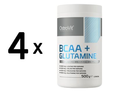 4 x OstroVit BCAA + Glutamine, Lemon - 500g