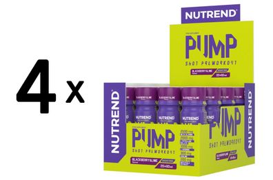 4 x Nutrend Pump Shot Pre-Workout, Blackberry & Lime - 20 x 60 ml