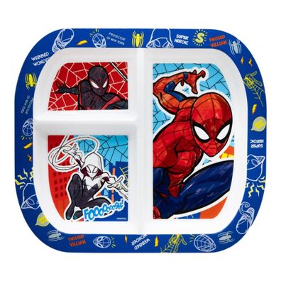 Spiderman Kinderteller rechteckig Teller mit 3 Fächern, Mikrowellengeeignet