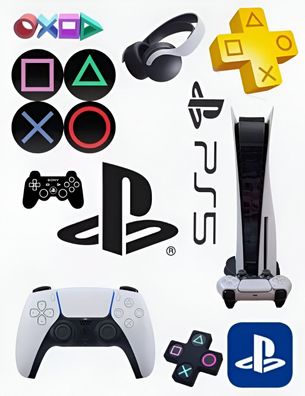 Play Station Essbar PS4 PS5 Tortenaufleger Torte Geburstag Zuckermasse + NAME p14