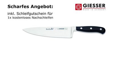 Giesser Messer Kochmesser Küchenmesser BestCut 18 cm geschmiedet leicht schwarz