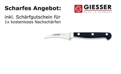 Giesser Messer Tourniermesser Schälmesser 9cm schwarz scharf POM geschmiedet