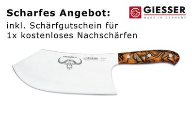 Giesser Messer PremiumCut 22 cm Acryl Butcher No. 1 Spicy Orange Hackmesser BBQ